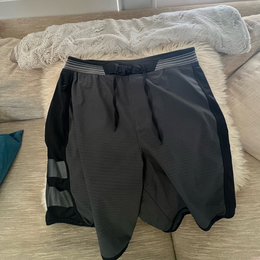 Hurley Black and Gray Striped Shorts